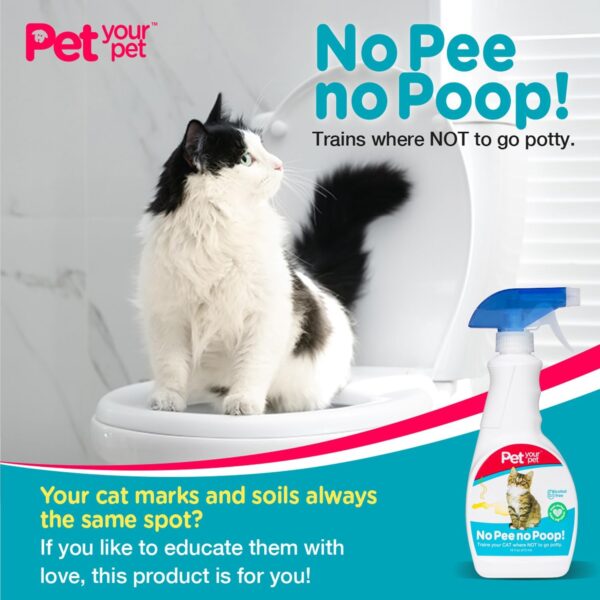 No Pee No Poop Cat Potty Training Spray, 16 Fl Oz – Non-Toxic Cat Spray Deterrent for Urine/Marking/Pooping – Natural Cat Pee Deterrent Spray – Indoor/Outdoor Keep Off Cat Spray - Image 2