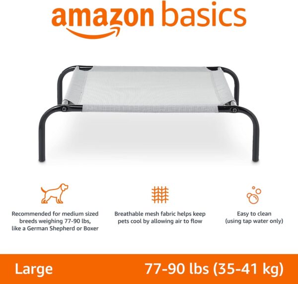 Amazon Basics Cooling Elevated Dog Bed with Metal Frame, Large, 51 x 31 x 8 Inch, Grey - Image 2