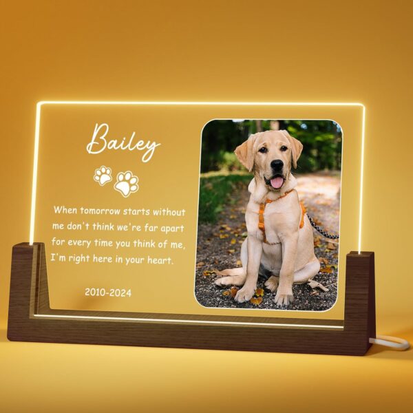 Bemaystar Personalized Pet Memorial Gifts - in Memory of Dog Night Lights, Custom Dog Memorial Gifts for Loss of Dog, Pet Loss Gifts, Memorial Plaques for Dogs, Pet Horizontal Memorial Gifts