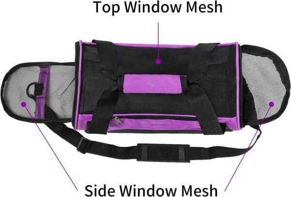 JMOON Cat Carrier Soft-Sided Airline Approved Pet Carrier Bag,Pet Travel Carrier for Cats,Dogs Puppy Comfort Portable Foldable Pet Bag (Medium, Purple) - Image 2