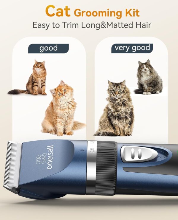 oneisall Cat Clippers for Matted Hair,2 in 1 Cat Grooming Kit,Quiet Cordless Cat Shaver and Paw Trimmer for Long Hair,Cat Hair Trimmer,Pet Clippers for Cats - Image 7