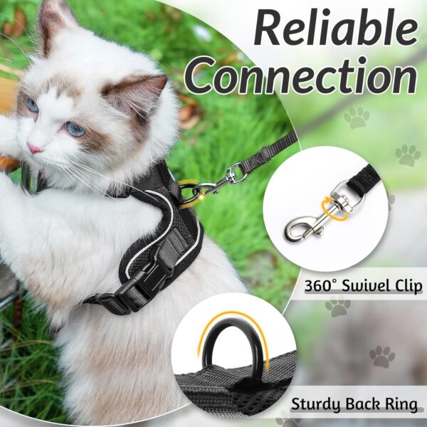 rabbitgoo Cat Harness and Leash for Walking, Escape Proof Soft Adjustable Vest Harnesses for Cats, Easy Control Breathable Reflective Strips Jacket, Black, XS - Image 7