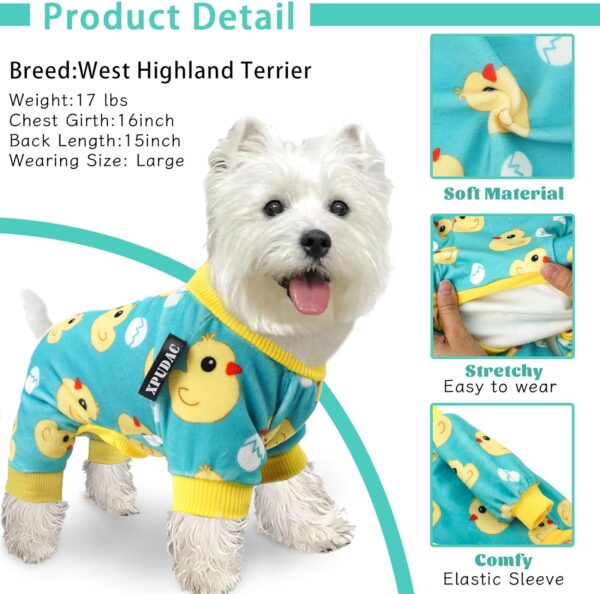 XPUDAC 4 Piece Dog Pajamas for Small Dogs Pjs Clothes Puppy Onesies Outfits for Doggie Christmas Shirts Sleeper for Pet Cats Jammies-XL - Image 2