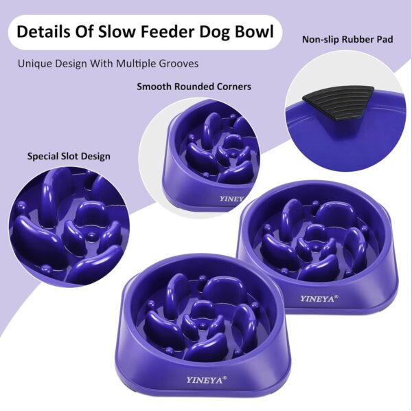 Slow Feeder Dog Bowls Large Breed, Dog Slow Feeder Bowl, Dog Food Bowls Slow Feeder, Dog Bowl Slow Feeder, Dog Bowl That Slow Down Eating(Purple) - Image 4