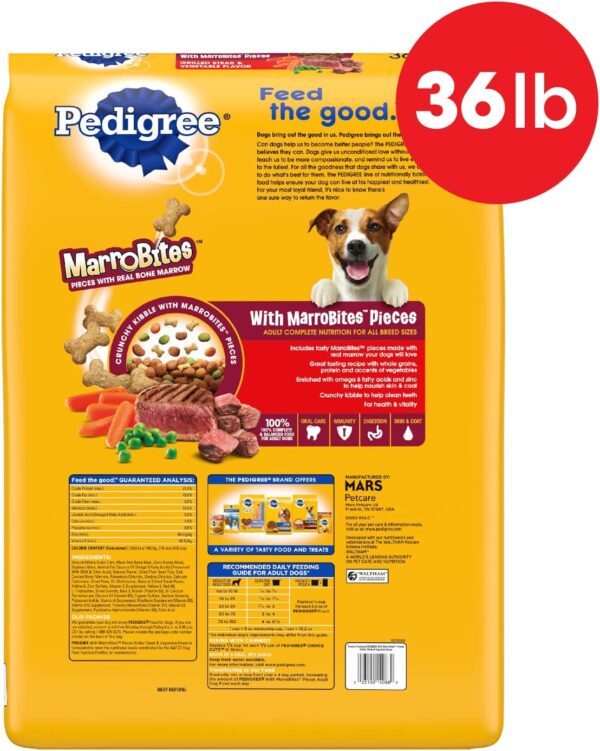 Pedigree with MarroBites Pieces Adult Dry Dog Food, Steak & Vegetable Flavor, 36 lb. Bag - Image 2