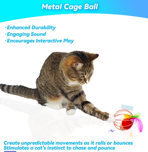 Cat Toys 6 Balls, Metal Cage Balls with Mice and Bells Inside, Best Cat Toys for Indoor Cats, Increase Your Interaction with Cats and Bring Healthy Life to Cats - Image 6