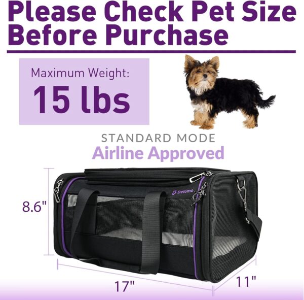 Pet Carrier - Airline Approved Cat and Dog Carrier for Small Dogs, Medium Dogs - Durable Dog Travel Bag, Expandable, Comfortable, Fits Major Airlines - Image 5