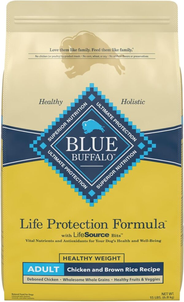 Blue Buffalo Life Protection Formula Natural Adult Healthy Weight Dry Dog Food, Chicken and Brown Rice 15-lb