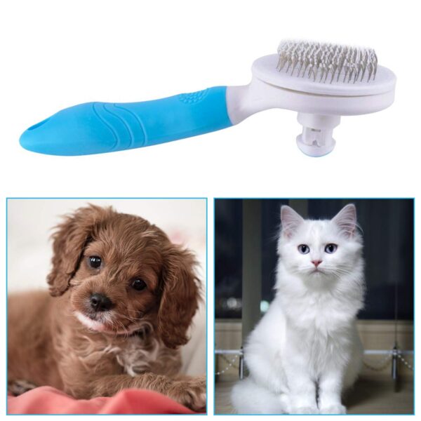 Cat Grooming Brush, Self Cleaning Slicker Brushes for Dogs Cats Pet Grooming Brush Tool Gently Removes Loose Undercoat, Mats Tangled Hair Slicker Brush for Pet Massage- Upgraded (BLUE) - Image 7