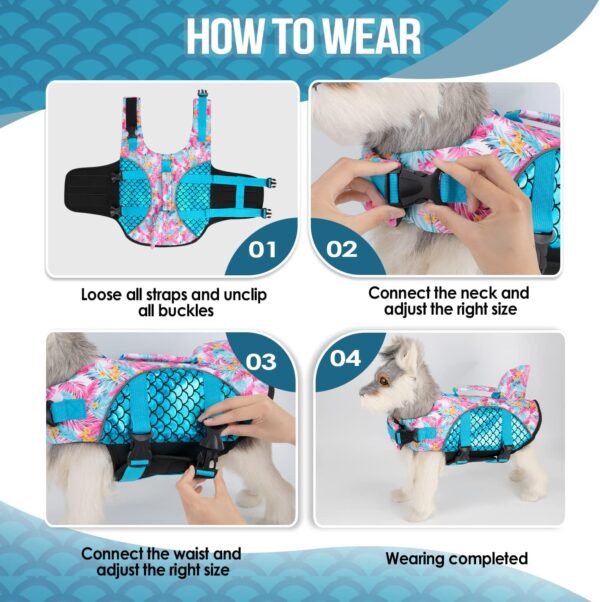 SlowTon Dog Life Jacket, Shark-Shaped Dog Life Vest with High Buoyancy and Tear-Resistant Rescue Handle, Suitable for Small, Medium and Large Dogs for Swimming, Boating, Pool(Blue XS) - Image 7