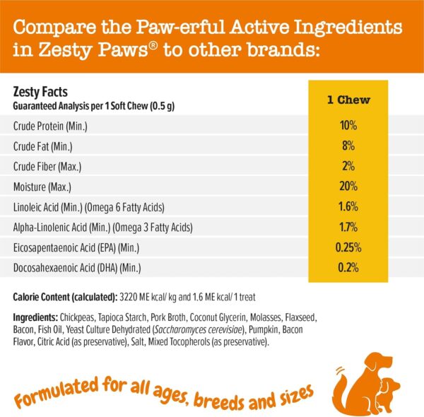 Zesty Paws Training Treats for Dogs & Puppies - Hip, Joint & Muscle Health - Immune, Brain, Heart, Skin & Coat Support - Bites with Fish Oil Omega 3 Fatty Acids with EPA & DHA - Bacon Flavor - 12oz - Image 4