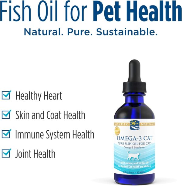 Nordic Naturals Omega-3 Cat, Unflavored - 2 oz - 304 mg Omega-3 Per One mL - Fish Oil for Cats with EPA & DHA - Promotes Heart, Skin, Coat, Joint, & Immune Health - Non-GMO - Image 3