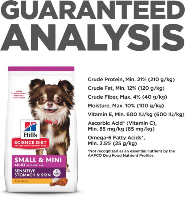 Hill's Science Diet Sensitive Stomach & Skin, Adult 1-6, Small & Mini Breeds Stomach & Skin Sensitivity Support, Dry Dog Food, Chicken Recipe, 4 lb Bag - Image 11