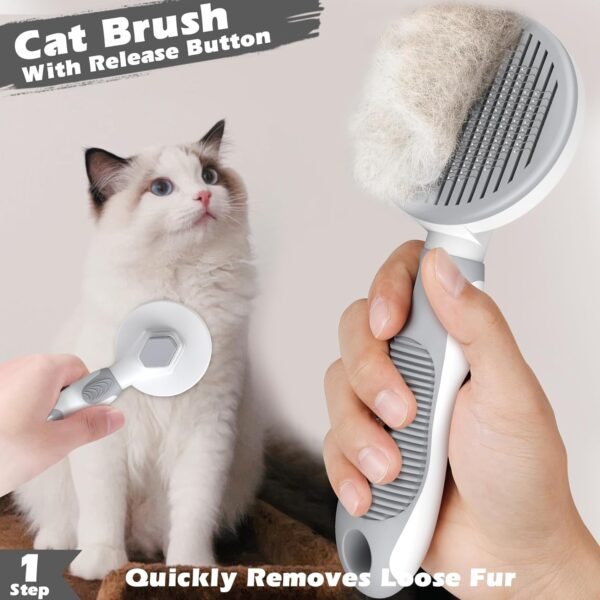 4PCS Cat Grooming Kit | Cat Brushes for indoor Cats | Cat Nail Clipper with Nail File | Cat Bath Brush | For Long and Short Haired Cats and Dogs - Premium Cat Supplies - Image 3