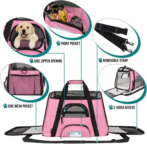 PetAmi Airline Approved Pet Carrier for Cat, Soft Sided Dog Carrier for Small Dogs, Cat Travel Supplies Accessories for Indoor Cats, Ventilated Pet Carrying Bag Medium Large Kitten Puppy, Small Pink - Image 3