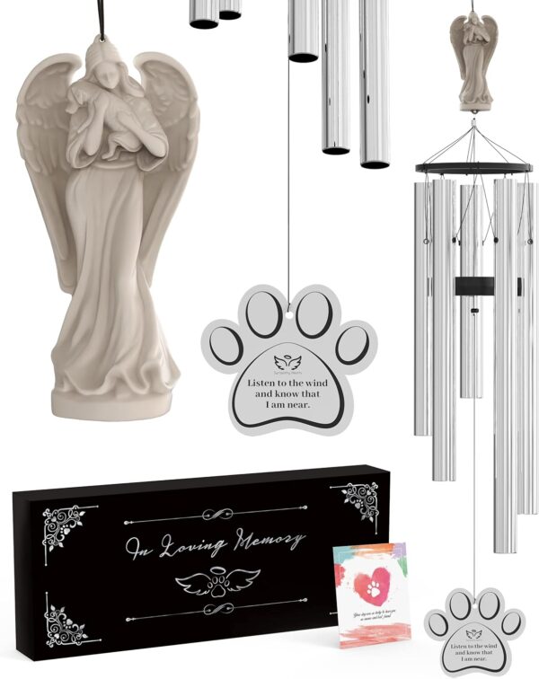 Angel Pet Memorial Wind Chime for Dogs - 34" Dog Memorial Wind Chime, Condolences for Loss of Pet Sympathy Gift, in Memory of Dog Remembrance Gift, Pet Memorial Gifts, Dog Passing Away Gifts