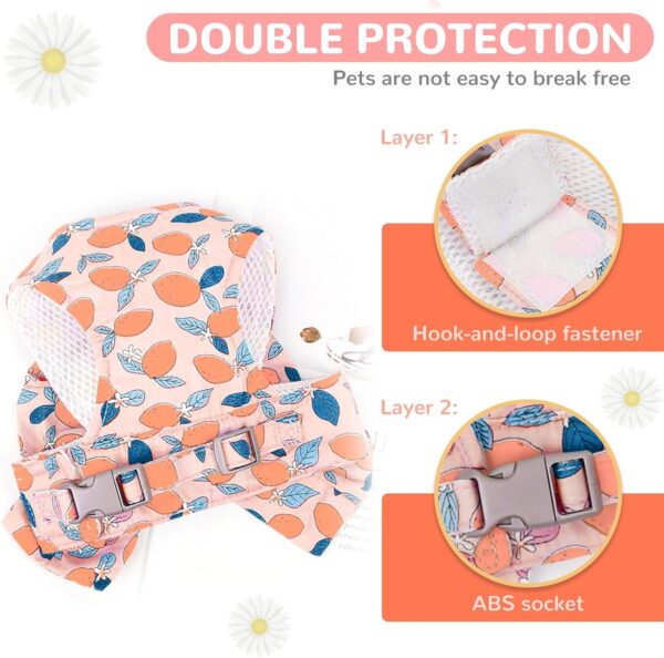 Dog Harness and Leash Set with Bow Knot No Pull Pet Floral Harness with D-Ring Soft Mesh Dog Harness Vest Set Escape Proof Princess Puppy Harness for Small Girl Dogs Cats（Orange M） - Image 5