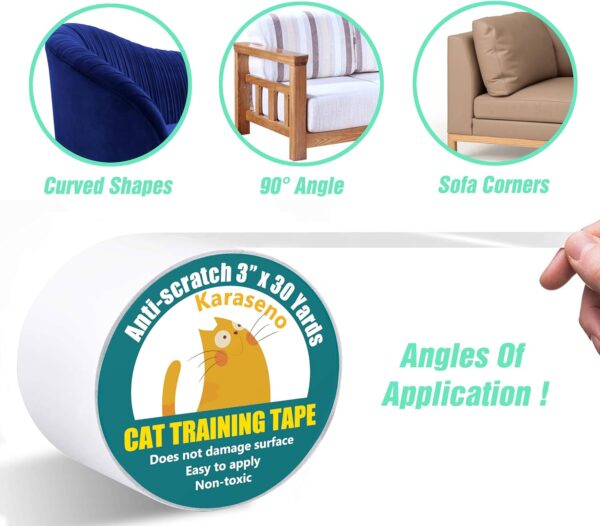 Anti Cat Scratch Tape, 3 inches x 30 Yards Cat Training Tape, 100% Transparent Clear Double Sided Cat Scratch Deterrent Tape, Furniture Protector for Couch, Carpet, Doors, Pet & Kid Safe - Image 3