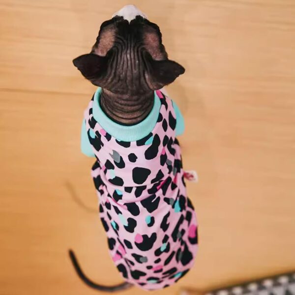 PUMYPOREITY Sphynx Cat Clothes, Stretchy Cat Sweater, Soft Hairless Cats Shirt, Pullover Cat Pajamas, Cat Turtleneck for Sphynx Cornish Rex, Devon Rex, Pink, M - Image 6