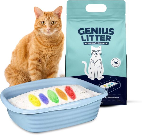 Genius Cat Litter with 5-Color Health Indicator, Non Clumping Lightweight Silica Gel Crystals (6 lbs) | As Seen on Shark Tank | Genius Litter | Alpha Paw