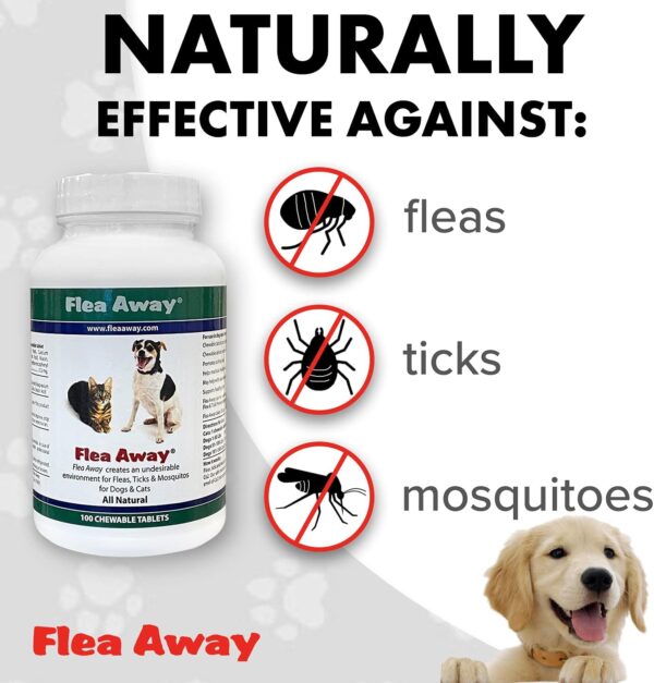 All Natural Supplement for Fleas, Ticks, and Mosquitos Prevention for Dogs and Cats, 100 Chewable Treat Tablets, Single - Image 3