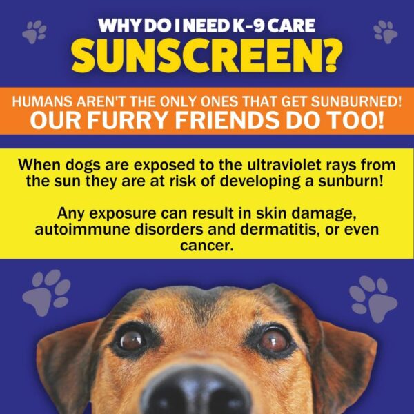 K-9 Care Sunscreen, Paws to Tail Protection, Prevents Sunburns on Dogs and Horses, Sun Protector Spray, SPF 30+, Non-Greasy/Oily Solution – 3.5 oz - Image 8