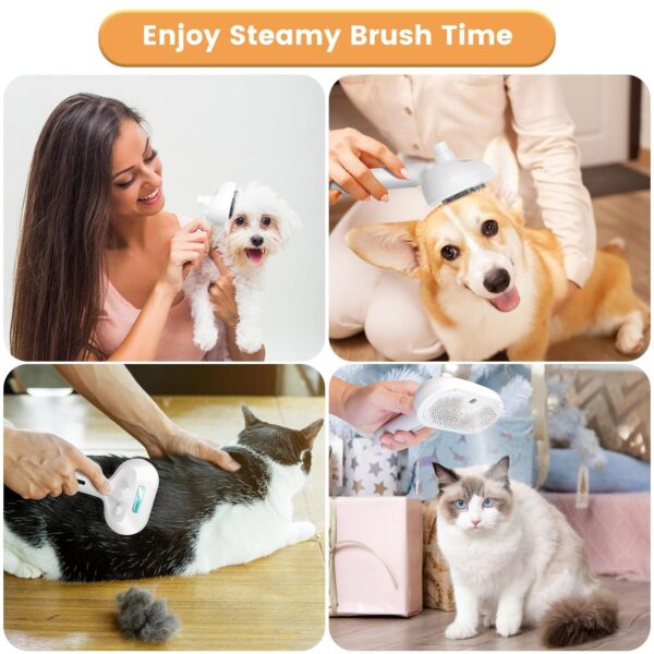 Cat Steam Brush New Steamy Cat Brush - 3 in 1 Cat Hair Brush with Release Button Self Clean Cat Brush with Spary Mist for Cats Dogs Pets Hair Removal - Image 7