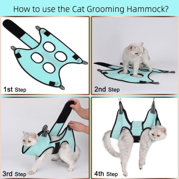 Cat Grooming Hammock Harness, Cat Holder for Grooming with Cat Nail Clippers/Trimmer,Nail File (Size:XS) - Image 4