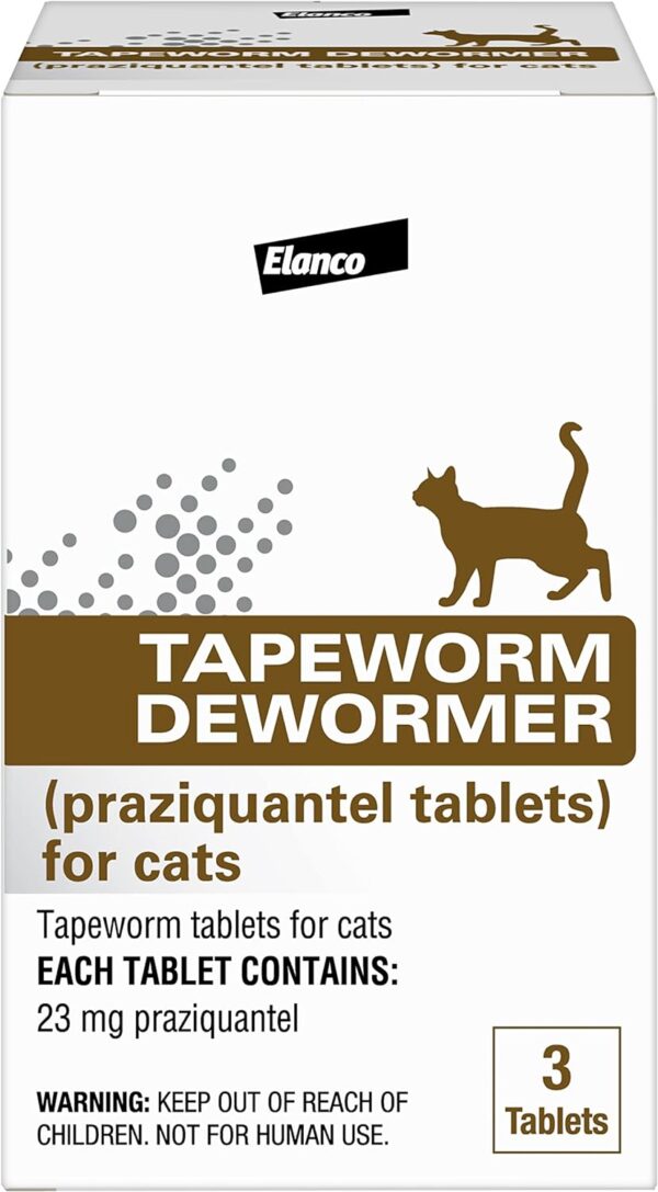 Elanco Tapeworm Dewormer (praziquantel tablets) for Cats and Kittens 6 Weeks and Older, 3-count