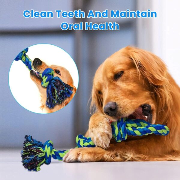 Dog Rope Toys for Large and Medium Aggressive Chewers, 2 Pack Heavy Duty Dog Rope Toy for Large Breed, Indestructible Dog Chew Toys, Tug of War Dog Toy, 100% Cotton Teeth Cleaning - Image 4