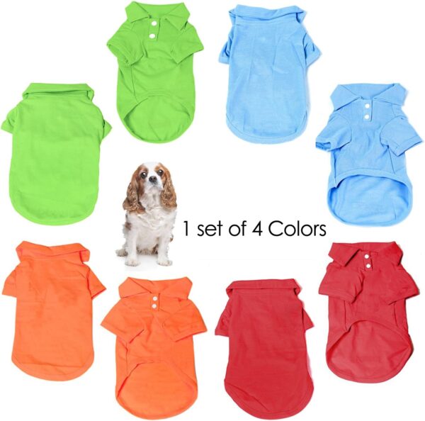 KINGMAS 4 Pieces Dog T-Shirt, Breathable Pet Shirts, Puppy Sweatshirt Dog Clothes Outfit Apparel Coats for Small Medium Dogs Cats (Blue, Green, Red, Orange) - Small - Image 4