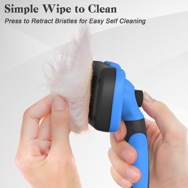 Self Cleaning Slicker Brush for Dogs & Cats, Skin Friendly Grooming Cat Brush, Dog Brush for Shedding, Deshedding Brush, Hair Brush Puppy Brush for Haired Dogs, Pet Supplies Accessories, Blue - Image 3