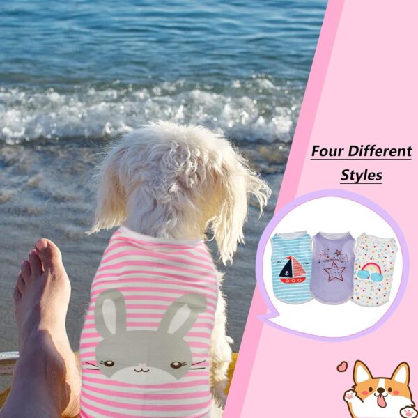 4Pcs Dog Cat Shirts Dog Polka Dot Vest Dog Stripe Sleeveless T-Shirt Pet Soft Vest Breathable Clothes for Small Medium Dog Puppy Kitten Cat S - Image 7