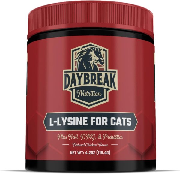 L-Lysine for Cats and Kittens - 900 mg L Lysine Powder for Cats for Immunity & Respiratory Support - Cat Supplement with L-Lysine, Prebiotics, Krill, & DMG for Immune System, Eye Health & Sneezing