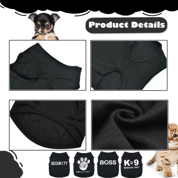 4 Pieces Chihuahua Clothes Dog Clothes for Small Dogs Boy Summer Teacup Yorkie Clothes Spring Letter Security Boss Dog Shirts Soft Puppy Clothes Tiny Dog Outfit Pet Cat Clothing XXS Black - Image 5