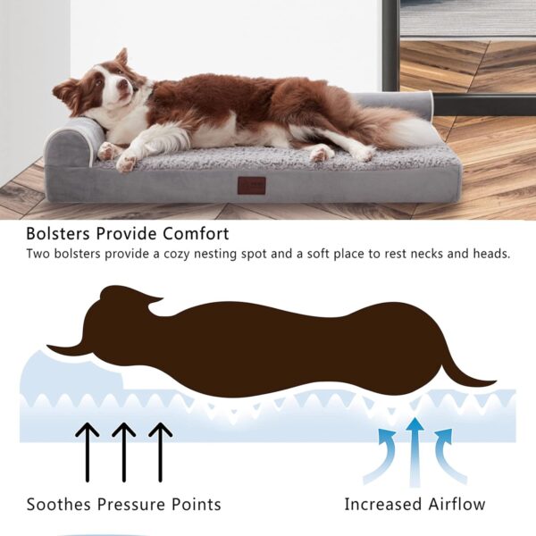 Orthopedic Dog Beds Extra Large Sized Dog, Pet Sofa Bed with Removable Washable Cover, Egg Foam Support, Bolster Cushion for Comfortable Sleep, Waterproof Lining and Non-Slip Bottom - Image 3