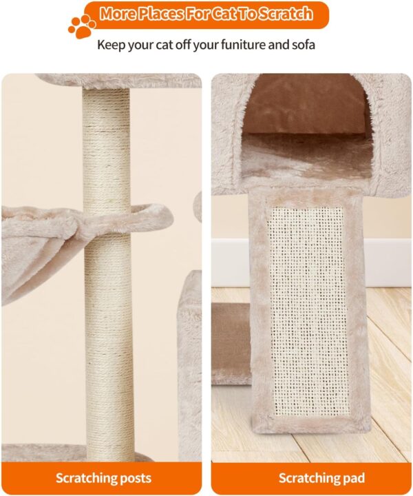 FISH&NAP Cute Cat Tree Kitten Cat Tower for indoor Cat Condo Sisal Scratching Posts with Jump Platform Cat Furniture Activity Center Play House Beige - Image 6