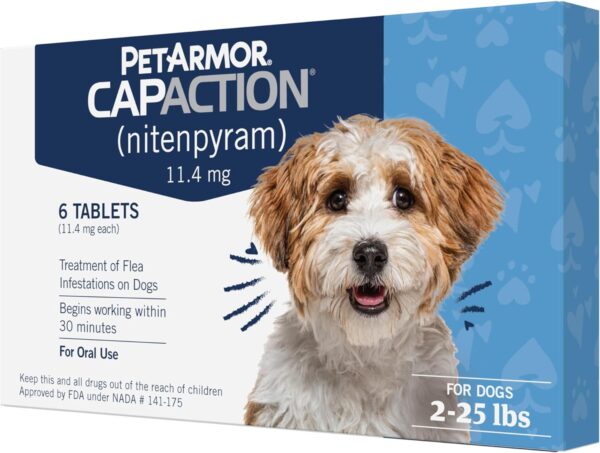 PetArmor CAPACTION (nitenpyram) Oral Flea Treatment for Dogs, Fast Acting Tablets Start Killing Fleas in 30 Minutes, Dogs 2-25 lbs, 6 Doses