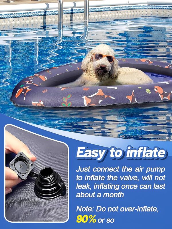 Dog Float for Pool - Inflatable Pool Floats for Small Dog Puppies Up to 45lb, Scratch Resistant and Durable, Easy Set Up for Lake River Pool - Image 3