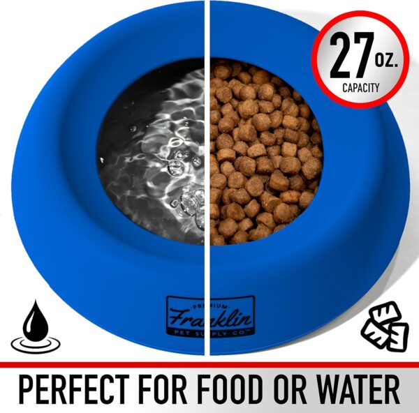 Franklin Pet Supply Travel Pet Silicon Bowl 27oz. – No Spill – BPA Free – Splash Proof – for Water and Food – Travel Smart Design – Portable Car Design – for Larger Dogs,Blue - Image 3