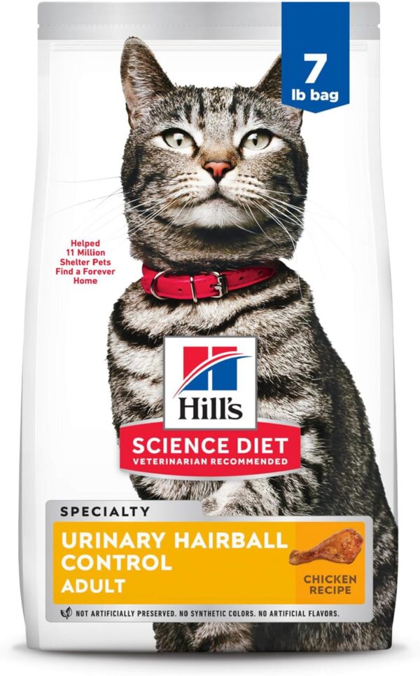 Hill's Science Diet Dry Cat Food, Adult, Urinary & Hairball Control, Chicken Recipe, 7 lb. Bag