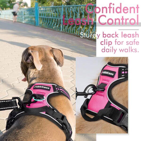 rabbitgoo Dog Harness, No-Pull Pet Harness with 2 Leash Clips, Adjustable Soft Padded Dog Vest, Reflective No-Choke Pet Oxford Vest with Easy Control Handle for Large Dogs, Hot Pink, L - Image 6