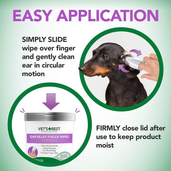 Vet's Best Ear Relief Finger Wipes | Ear Cleansing Finger Wipes for Dogs | Sooths & Deodorizes | 50 Disposable Wipes - Image 7