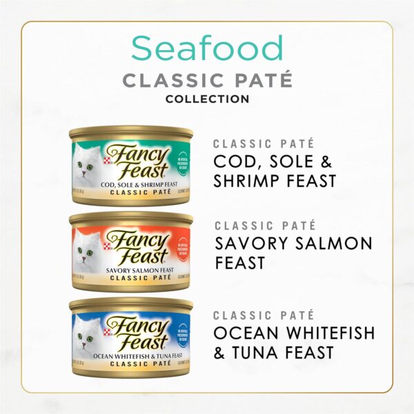 Purina Fancy Feast Seafood Classic Pate Collection Grain Free Wet Cat Food Variety Pack - (Pack of 30) 3 oz. Cans - Image 2