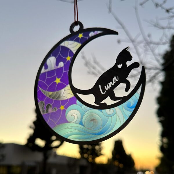 GIFTBYGIFTY Cat Memorial Suncatcher Ornaments, Personalized with Name and Cat Breeds, Loss of Pet Sympathy Suncatcher Gifts for Cat Lovers, 3.5in Stained Glass Look Acrylic Ornament - Image 7