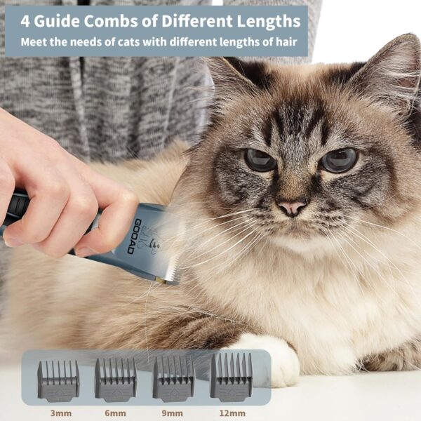 Cat Clippers for Matted Hair, Cat Grooming Kit, Cordless Cat Shaver for Long Hair, Low Noise Paw Trimmer, Cat Hair Trimmer for Grooming,Quiet Pet Hair Clippers Tools for Cats Dogs (Blue) - Image 7