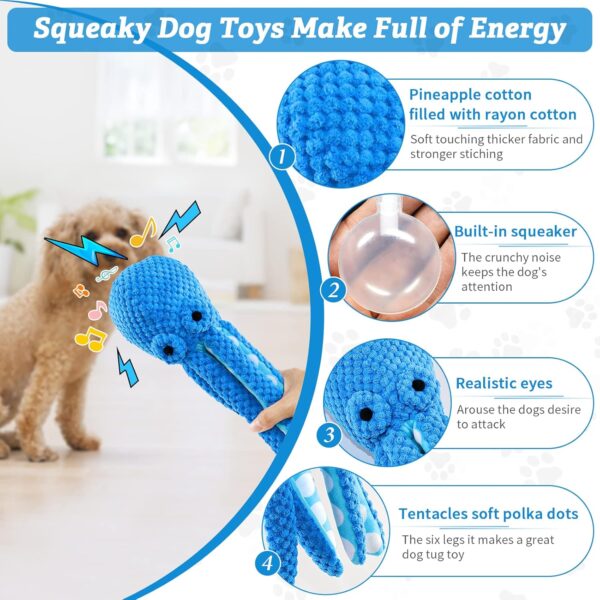 Large Squeaky Dog Toys：Plush Dog Toys with Soft Fabric for Small, Medium and large dogs-Octopus Stuffed Dog Toys to Keep Them Busy - Image 4