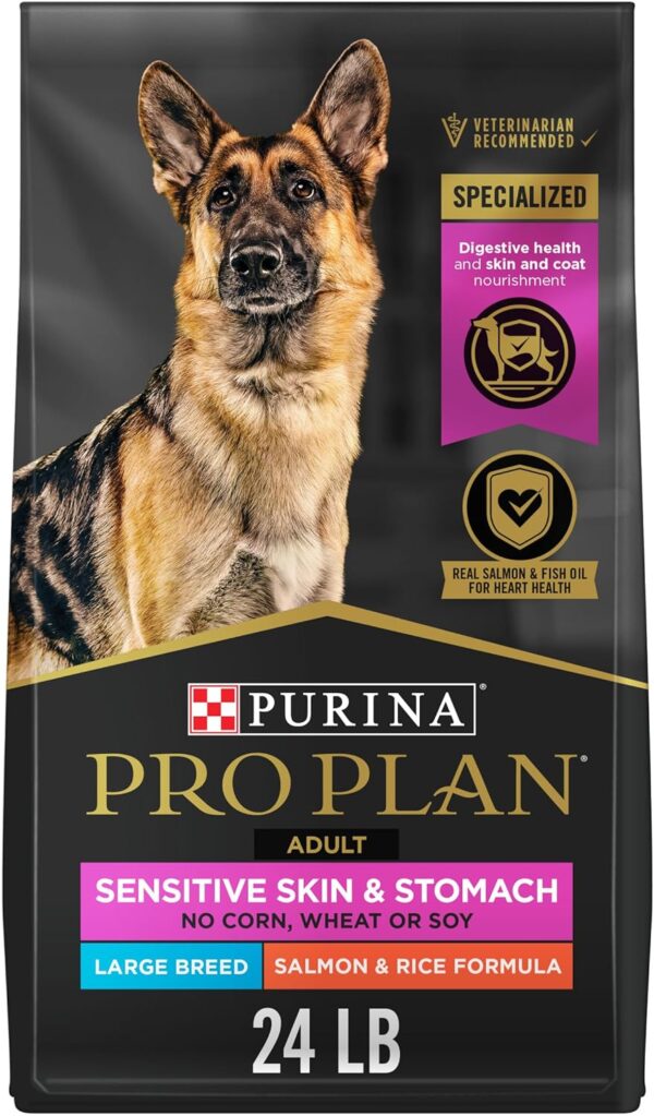 Purina Pro Plan Sensitive Skin and Stomach Dog Food Large Breed Salmon and Rice Formula - 24 lb. Bag