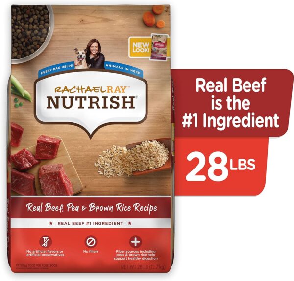 Rachael Ray Nutrish Premium Natural Dry Dog Food, Real Beef, Pea, & Brown Rice Recipe, 28 Pound Bag (Packaging May Vary) - Image 2