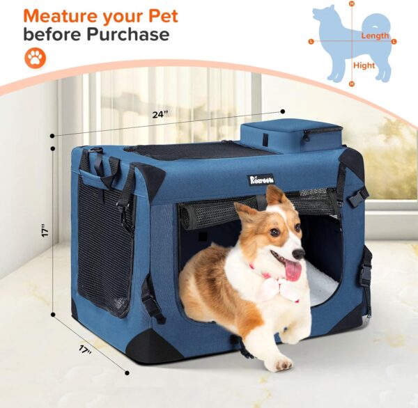 Large Cat Carrier 24"x17"x17", Soft Dog Crate with 2 Bowls, Collapsible Travel Pet Carrier Bag for Cats Dogs Puppies Kittens (Navy) - Image 4